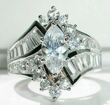 Marquise Cut 3.25Ct Simulated Diamond 925 Sterling Silver Engagement Ring Size 9 - £114.65 GBP