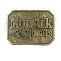 Vintage 1980s Mon Ark Boats Fishing Belt Buckle Heavy Metal Brass 2.75&quot; ... - £15.72 GBP