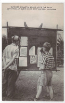 Boys at Bulletin Board Clear Lake Camp Oxford Michigan 1945 postcard - £5.53 GBP