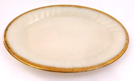 Anchor Hocking Fire King Translucent Oval Platter Swirl Gold Rim  - $29.70