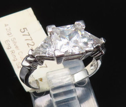 925 Sterling Silver - Vintage Princess Cut Cubic Zirconia Ring Sz 6.5 - ... - £27.41 GBP