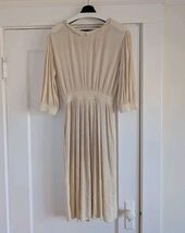 Christy Dawn XS Midi Dress Cream Pleated Rayon Crochet Prairie Boho Cott... - €128,39 EUR