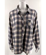 Bit Bridle Womens Plaid Flannel Top Plus Size 1X Green Pink Button Up Shirt - $637.51 MXN