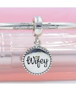 925 Sterling Silver Exclusive Charm Wifey Dangle Charm With Enamel - £14.00 GBP