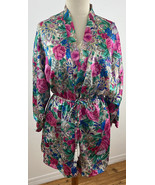 Victoria&#39;s Secret Women&#39;s L Chemise &amp; Short Robe Satin Floral Gold Label - $32.73