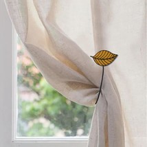 Yellow Magnetic Curtain Tieback - Graceful Leaf Embellishment in Resin - Essenti - £10.79 GBP