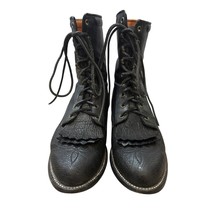 Lucchese 2000 Black Leather Lace Up Boots Mens Size 9.5 - $148.50