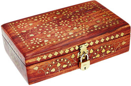 Great Birthday Gift Ideas Handmade Decorative Wooden Jewelry Box With Free Lock - £42.60 GBP