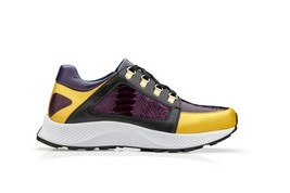 Belvedere Genuine Ostrich Leg and Soft Calf Dressy Sneaker Gold Purple Black H02 image 2