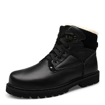 Plus Size Men Boots Shoes Genuine Leather Warm Warm Fur&amp;Plush Snow Boots Outdoor - £77.77 GBP