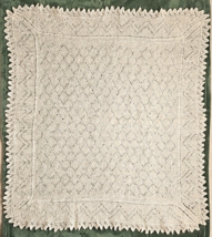 Mohair Wool Crochet Blanket Ivory Lace Afghan Hand Made Diamond Knit Throw 49x50 - £33.70 GBP