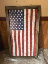Vertical wood Framed American Flag Wall Print - 40 inches Tall - £64.98 GBP