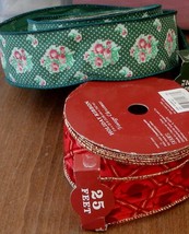 Country Living Holiday Ribbon - 25 ft - BRAND NEW - CHRISTMAS CLOTH RIBBON - £5.58 GBP