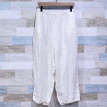 FLAX Jeanne Engelhart Linen Crop Tapered Pants Off White Vintage Womens Medium - £69.58 GBP