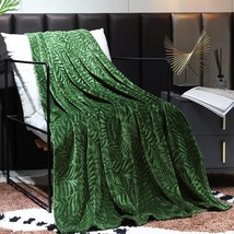 Super Soft Flannel Fleece Throw Blanket, Lightweight Cozy Warm Leaves Textured P - £27.26 GBP