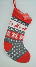 Holiday Home Knit Reindeer MultiColor Christmas Holiday Stocking 17 inch  New - £15.98 GBP