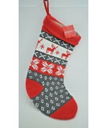 Holiday Home Knit Reindeer MultiColor Christmas Holiday Stocking 17 inch... - £16.17 GBP