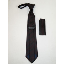 Men's Vito Rofolo From Italy Tie Hankie Set Gift Boxed 100% Silk VR-25 Black Red image 3