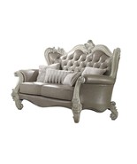 Versailles 68&quot; Loveseat w/4 Pillows, Vintage Gray Faux Leather &amp; Bone White - $3,965.98 CAD