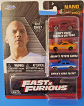 Nano Hollywood Rides NV-3 Fast &amp; Furious 3 Pack Supra Daytona Escort Car... - $12.19