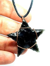 Collier étoile obsidienne pendentif cuivre véritable cristal pierre... - £6.34 GBP