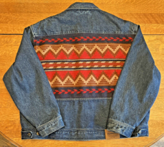 Vintage Pendleton Mens Denim Wool Jean Jacket Aztec Southwestern Panel XXL - £199.17 GBP