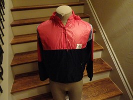 Vintage 90&#39;s Adidas Trefoil Colorblock Pink &amp; Blue Hooded Nylon Jacket A... - $34.64