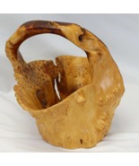 Burl Wood Basket Bowl Large Vintage Hand Carved Boho Folk Art - $1,121.39 MXN