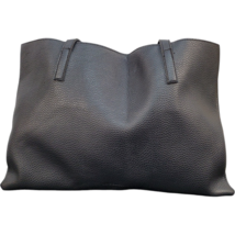 Vince Camuto Tote Bag Womens Black Vegan Pebble Leather Logo Double Handles - $15.67