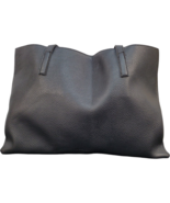 Vince Camuto Tote Bag Womens Black Vegan Pebble Leather Logo Double Handles - £12.23 GBP