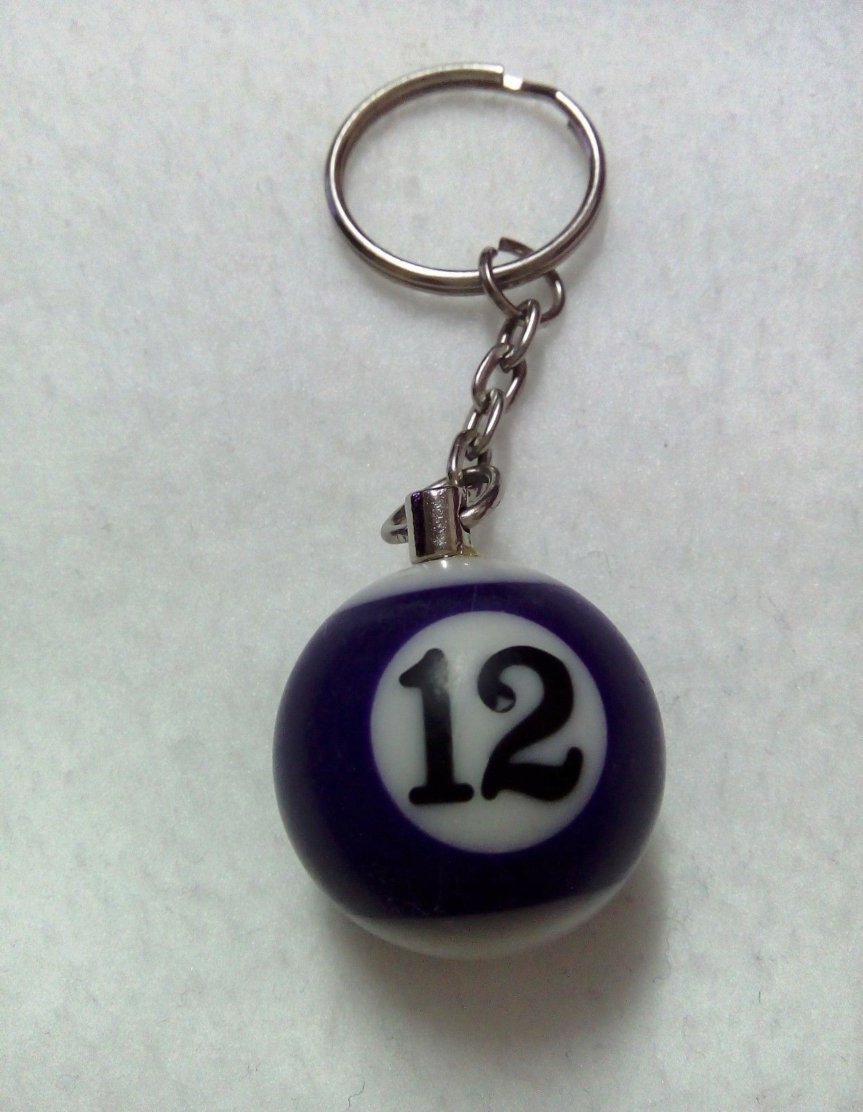 Billiard ball key chain key ring lucky number 12 - $5.47