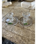 Lead Crystal Hand Cut Pair Candlestick Holders, Poland Irena - $28.04