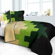 [Evergreen Tree] Brand New Vermicelli-Quilted Patchwork Quilt Set Full/Queen - £77.44 GBP