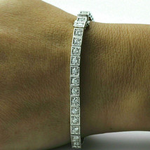 20Ct Round Cut Natural Moissanite Tennis Bracelet 14K White Gold Plated Silver - £244.23 GBP