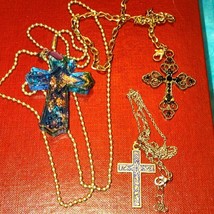 Very beautiful vintage cross necklace bracelet lot - £30.86 GBP