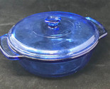 Anchor Hocking Cobalt Blue Casserole Dish w/ Lid 1.5L  Qt 8.25&quot; Sq Handle - £23.35 GBP