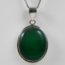 Solid 925 Sterling Silver Green Onyx Pendant Necklace Women PSV-1384 - £35.22 GBP+