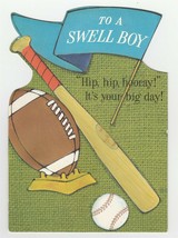 Vintage Birthday Card Baseball Football To A Swell Boy 1960&#39;s Ambassador... - £7.08 GBP
