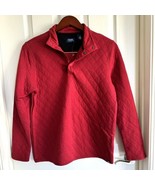 Chaps Mens Quilted Pullover Sweater 1/4 Snap Long Sleeve Mock Neck Red Sz M - €29,70 EUR