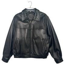 VTG Roundtree Yorke Bomber Jacket Mens XL Black Leather Zip Up Pockets 9... - $89.09