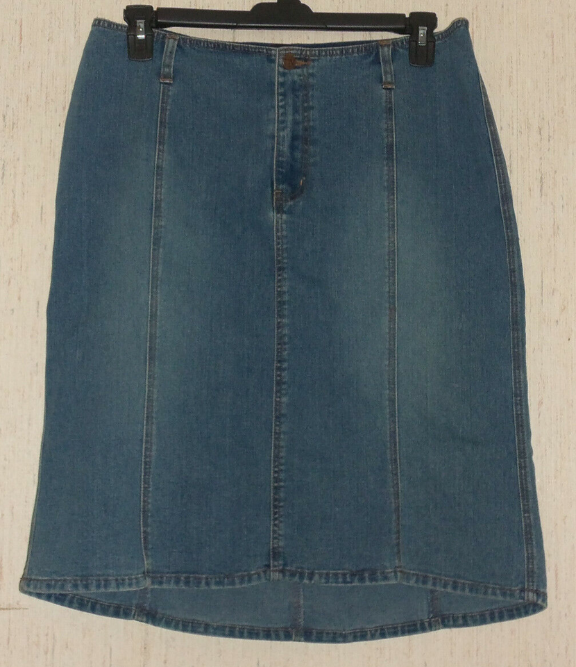 Primary image for EXCELLENT WOMENS venezia DISTRESSED BLUE JEAN SKIRT  SIZE 16  NO SLITS!