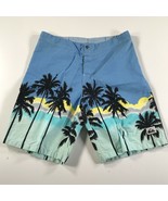 Vintage Quiksilver Shorts Mens 30 Blue Palm Trees Cali Surfing Beach Mad... - £37.31 GBP