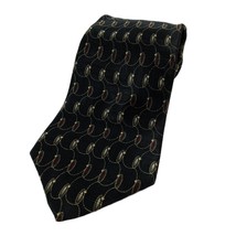 BILL BLASS NEO Black Tie Gold Silk Necktie - £7.19 GBP