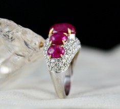 Certified Natural Ruby Diamond 18k Gold Important Ring Untreated burma Gemstone - £7,593.88 GBP