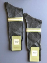 Vannucci Designer Dress Socks Mens 2 Pair 10-13 Espresso Argyle Diamond Pattern - $33.29