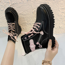 Autumn Winter New Women Cute Pink Love High-top Lolita Martin Boots Female Stude - £41.24 GBP