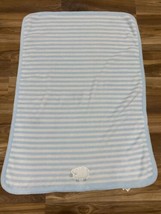 Carters Just One You Blue And White Striped Lamb Sheep Plush Baby Blanket - £18.59 GBP