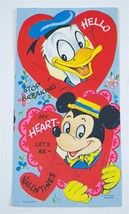 VINTAGE VALENTINE CARD WALT DISNEY DONALD DUCK MICKEY MOUSE HEARTS UNSIG... - €6,86 EUR