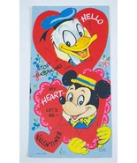 VINTAGE VALENTINE CARD WALT DISNEY DONALD DUCK MICKEY MOUSE HEARTS UNSIG... - €6,86 EUR