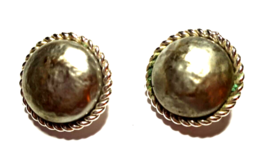 Vintage  50&#39;s BERGERE  Silver Color Button Type Clip On Earrings - £18.32 GBP